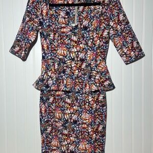 Kim Kardashian Fitted Colorful Dress, Small,peplum, wedding, colorful‎